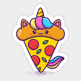 Cute Unicorn Pizza Sticker